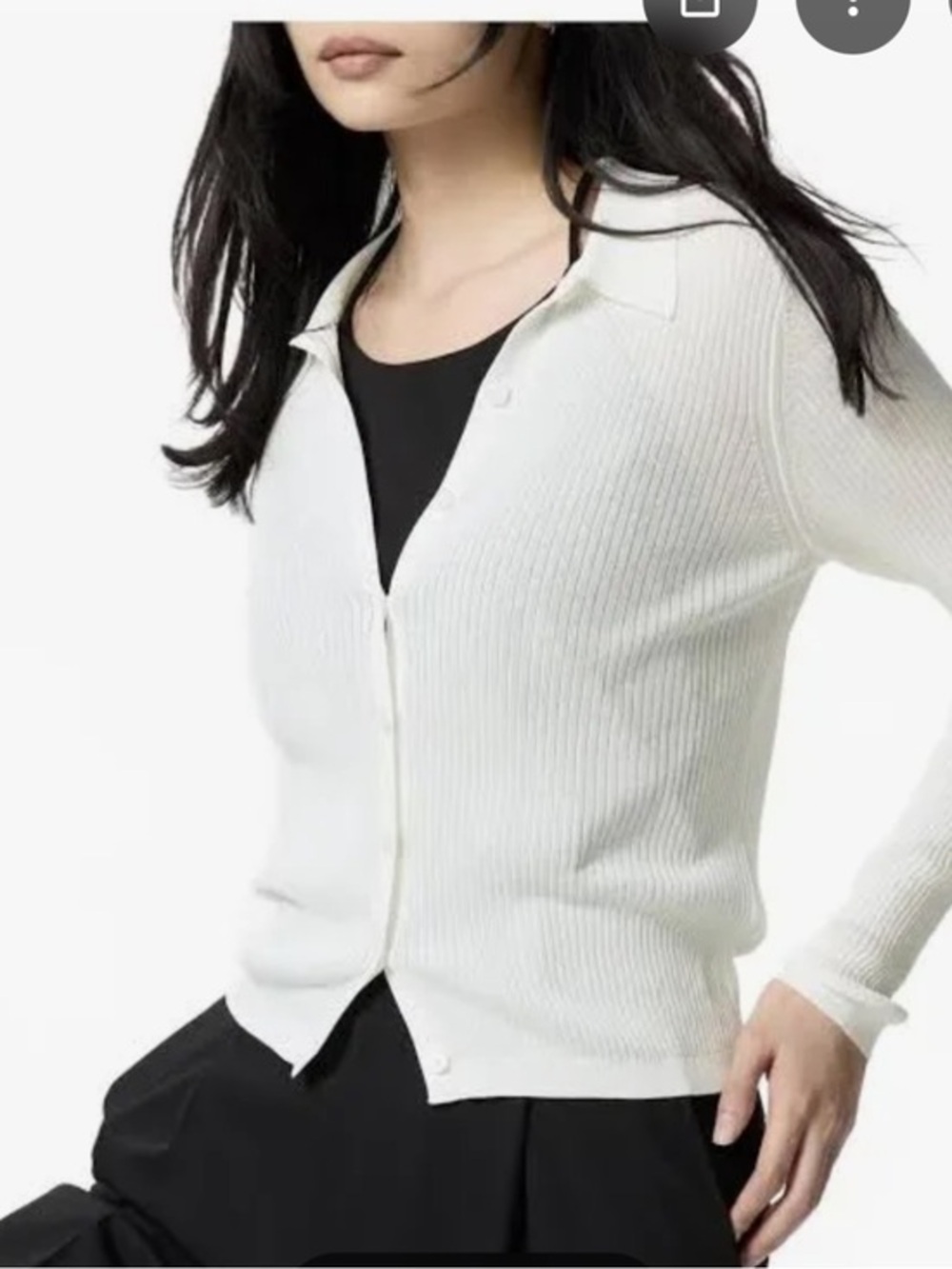 Uniqlo Button Up Collared Long Sleeve Ribbed Knit Cardigan